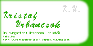 kristof urbancsok business card