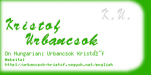 kristof urbancsok business card
